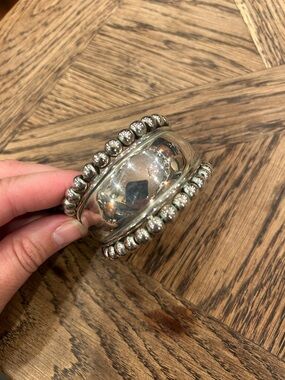 Sterling Silver Beaded Cuff Bracelet - Silver